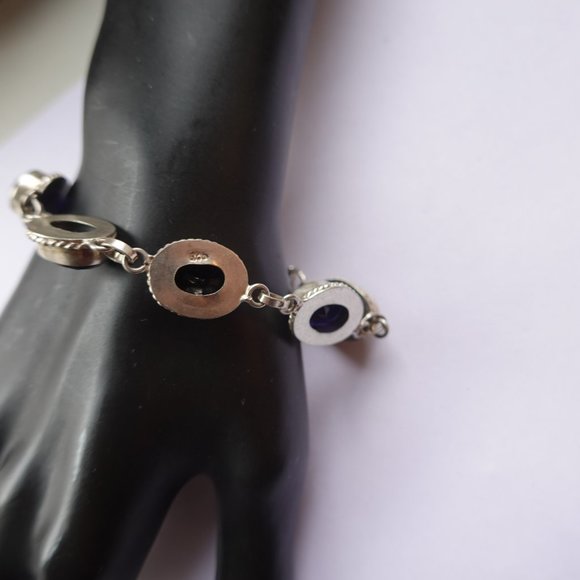 Jet Onyx Gemstone Sterling Silver 925 Link Tennis Bracelet - Picture 3 of 3